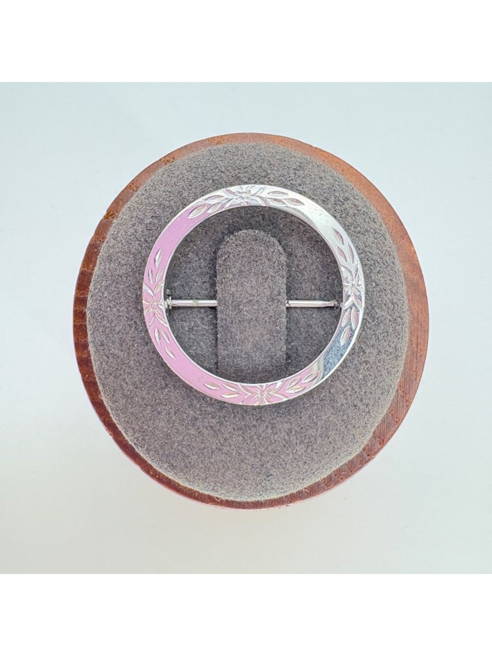 Flower Design Circle Brooch Solid Sterling Silver 925 Size 1" Length